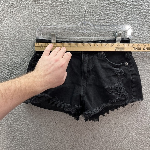 American Eagle Shorts Womens 0 Black Hi Rise Festival Cut Off Distressed Preppy - Picture 3 of 10